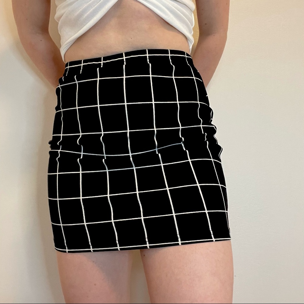 Shein Grid Bodycon Skirt Black and White